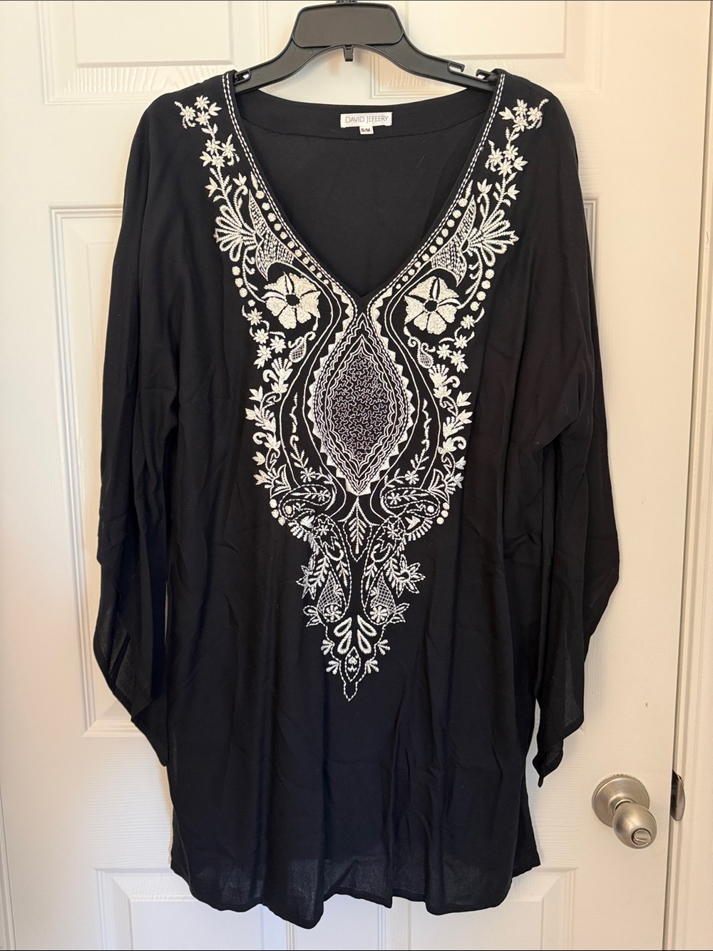 [new inventory] DAVID JEFFERY BLACK EMBROIDERED TUNIC EUC
